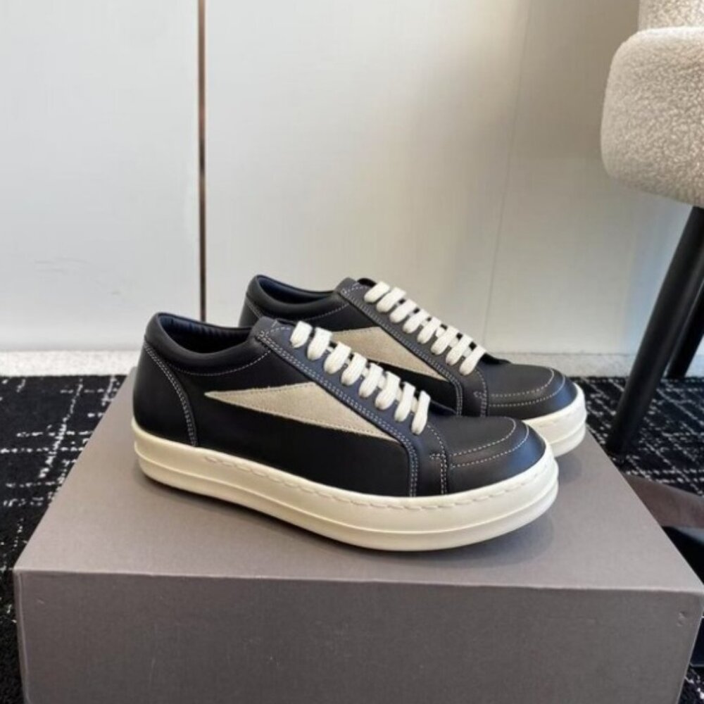 Rick Owens Black Leather Sneakers